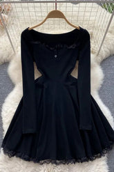 Romantisches Prinzessinnen-Partykleid mit Spitzen-Patchwork und hoher Taille